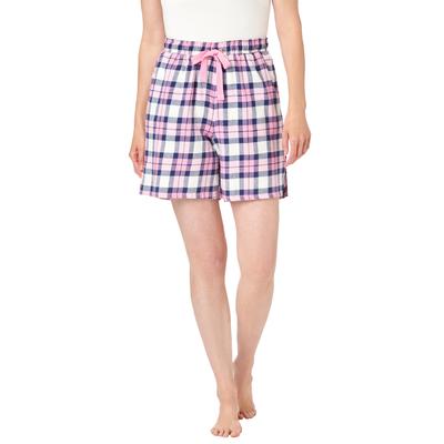 Plus Size Women's Flannel Pajama Short by Dreams & Co. in Pink Plaid (Size 38/40) Pajamas