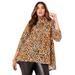 Plus Size Women's One+Only Mock-Neck Tunic by June+Vie in Natural Cheetah (Size 18/20)