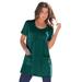 Plus Size Women's Two-Pocket Soft Knit Tunic by Roaman's in Emerald Green (Size S) Long T-Shirt