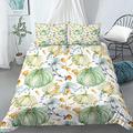 Superking Duvets Sets Green Pumpkin Easy Care Microfiber Warm Bedding Sets 3 Pcs with 2 Pillowcases 50x75 cm and 1 Hotel Quality Quilt Cover