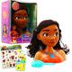 Disney Princess Moana Styling Head Doll for Girls - Bundle with 6" Moana Pretend Play Head with Brush Plus Stickers, More | Moana Hair Styling Head