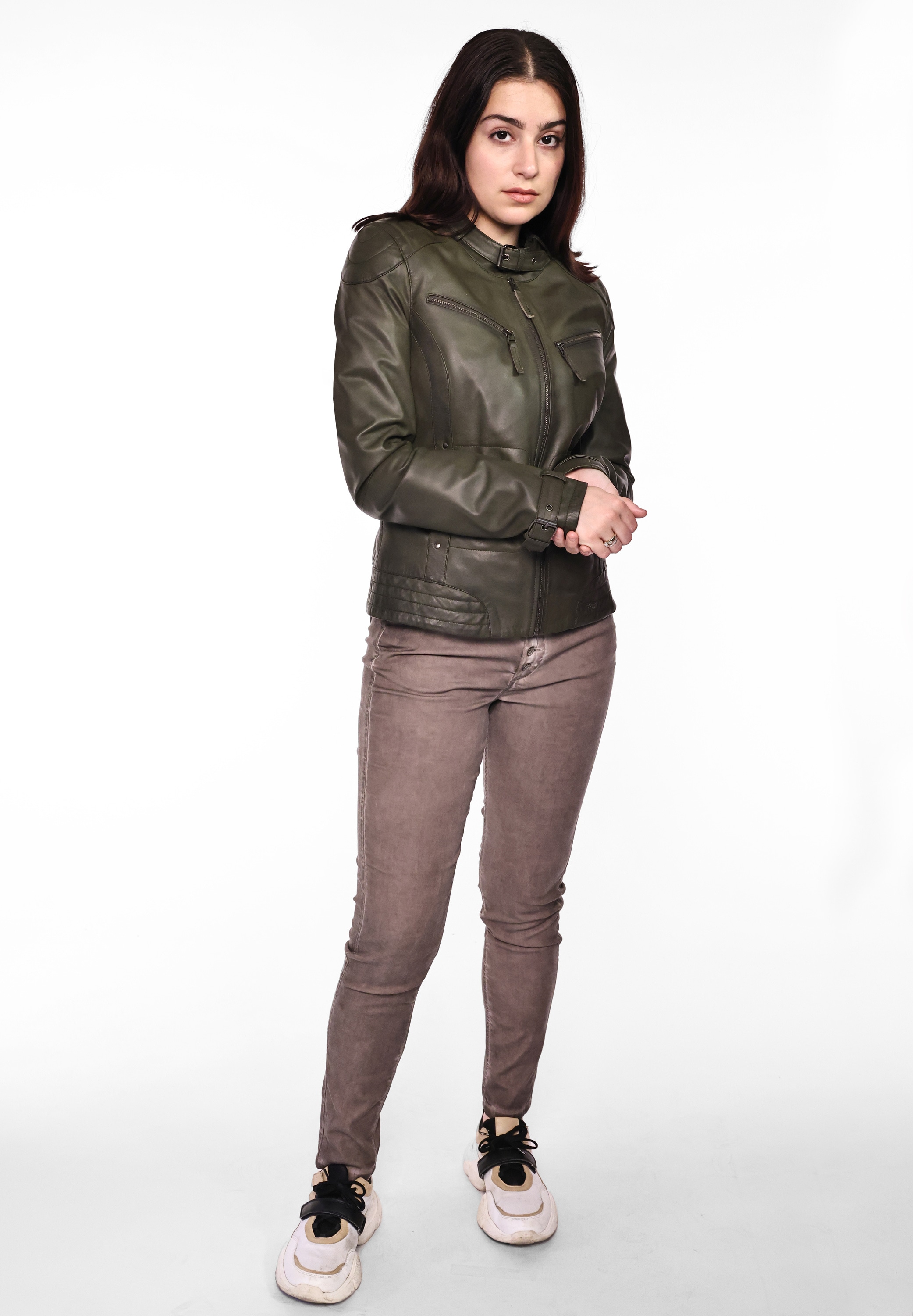 Lederjacke MAZE "31Ryana", Damen, Gr. M, grün (forest night), Obermaterial: 100% Leder, Lamm / Futter: 100% Baumwolle / Ärmelfutter: 100% Polyester, Jacken Image