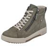 Schnürboots RIEKER SPORT, Damen, Gr. 43, grün (khaki), Leder, sportlich, Schuhe, Stiefelette, High Top Sneaker, Freizeitboots mit Reißverschluss, Topseller