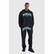 Mens Black Oversized Homme Stars Hooded Tracksuit, Black