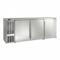 Perlick BBS84-SS-L-STK 84" Bar Refrigerator - 3 Swinging Solid Doors, Stainless, 120v, Silver