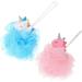 2pcs Unicorn Bath Ball Bath Scrubber for Body Bathtub Accessories Body Powder Puff Scrub Sponge Cleaning Sponge Loofah Sponge Shower Cartoon Shower Balls Unicorns Body Shower Balls