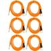 Seismic Audio SATRXL-M10 6 Pack of Orange 10 Foot XLR Male to TRS Patch Cables