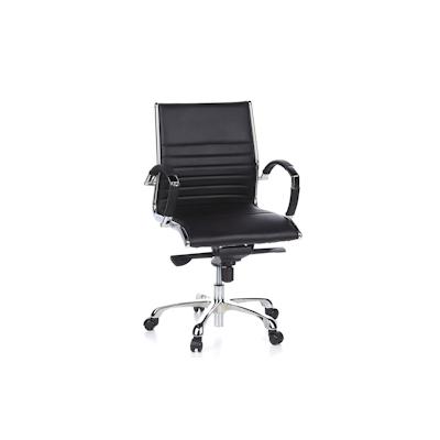 Bürostuhl / Chefsessel PARMA 10 Leder schwarz Chrom hjh OFFICE Image