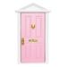 Farfi Dollhouse Door 4 Panel Design Accessories Wood Simulation Dollhouse Steepletop Door for Entertainment (Pink)