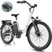 Elifine 26 500W Electric Bike for Adults 48V 7.8Ah Removable Battery City Ebike Adult Cruise Control Mode Low-Step Thru Hybrid Electric Cruiser Bicycle Shimano 7 Speed Commuter E-Bikes for Women