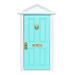 Farfi Dollhouse Door 4 Panel Design Accessories Wood Simulation Dollhouse Steepletop Door for Entertainment (Mint Green)