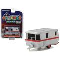 Greenlight 1 isto 64 1959 Holiday House Travel Trailer Hitched Homes Series 4 Diecast Model Car Silver with Red Stripe