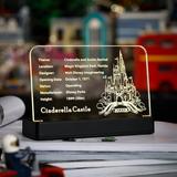 Custom MOC Same as Major Brands! LED Light Acrylic Display Board Sign Plate Nameplate For Cinderella Princess Castle 71040 Building Blocks Bricks Toys Set