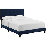 Tufted Performance Velvet Upholstered Bed In Midnight Blue