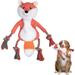 Stuffingless Squeaky Dog Toys Plush Fox Dog Toy with Crinkle Paper Crinkle Dog Toy with Rope Legs No Stuffing Dog Chew Toys for Small Medium Dogs Tug-of-war Dog Toy Orange