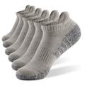 6Pairs Ankle Sport Socks Compression Men Women Breathable Quick-Drying Deodorant Invisible Bike Running Outdoor Travel Socks(Gray L)