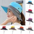 Limei Women s Ponytail Sun Hat UV Protection Foldable Mesh Wide Brim Beach Fishing Hat (Red)