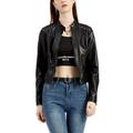 Homgro Women s Faux Leather Jacket Winter PU Jackets Moto Vintage Full Zip Motorcycle Spring Snow Biker Coat Black X-Small