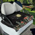 Xoenoiee Moon Mushroom Green Leaves Pattern Golf Car Seat Covers Golf Cart Accessories Universal Fit 2-Person Golf Cart Seat Blanket Summer Golf Cart Seat Towel Super Soft