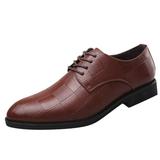 dmqupv Leather Dress Shoes for Men Leather Shoes Low Heel Pointed Toe Lace Plaid Pattern All Leather Tennis Shoes for Men Shoes Brown 11