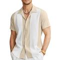 Men Casual Vintage Bowling Shirt Hawaiian Short Sleeve Button Down Loose Shirt