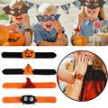 4 Pcs Home Decor Halloween Slap Bracelets Themed Wristbands Pumpkin Patterns Bracelets For Halloween Party Supplies