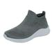 ZIZOCWA Solid Color Mesh Breathable Work Sneaker for Men Comfortable Non Slip Soft Sole Casual Slip-On Tennis Shoes Ankle Stretch Cloth Grey Size40