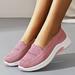 Wefuesd Slippers Oofos Shoes For Womenoofos Women Single Shoes Slip On Fly Woven Mesh Casual Shoes Tennis Walking Breathable Sneakers Fashion Sneakers Pink 38