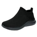 ZIZOCWA Solid Color Mesh Breathable Work Sneaker for Men Comfortable Non Slip Soft Sole Casual Slip-On Tennis Shoes Ankle Stretch Cloth Black Size38