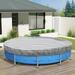 17 Ft Round Pool Cover For Above Ground Pools Swimming Pool Cover Protector Winter Safety Cover (Gray White Stripes)
