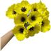 8 Stem Artificial Flowers Bouquets Retro No Fade Anemone PU Fake Wild Flowers for Kitchen Table Centerpiece Vase Home Wedding Holding Flowers Backdrop Arch Wall (Yellow)