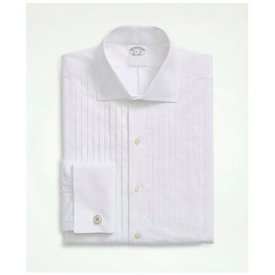 Brooks Brothers Men's Stretch Cotton Broadcloth English Collar, 10-Pleat Tuxedo Shirt | White | Size 14½ 32