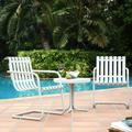HomeStock Modern Marvel 3Pc Outdoor Metal Armchair Set White - Side Table & 2 Chairs
