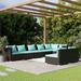 OWSOO 8 Piece Patio Set with Cushions Black Poly Rattan