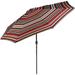 9-Foot Patio Umbrella With Push Button Tilt And Crank - Aluminum Pole With Polyester Canopy - Awning Stripe