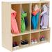 RRI Goods 4-Section Coat Locker Bench Classroom Wooden Backpack Organizer