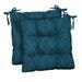 RSH DÃ©cor Indoor Outdoor Set of 2 Tufted Dining Chair Seat Cushions 20 x 20 Fenbrook Blue Cove