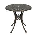 IVV 31 inch Diameter Outdoor Round Patio Bistro Dining Table Cast Aluminum with Umbrella Hole Conversation Table Bronze