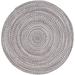 Cantebury Handmade Farmhouse Indoor/Outdoor Braided Rug Charcoal Gray Light Gray White 4 X 4 Round