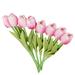 8 Pieces PU Fake Tulips Solid Color Replacement Simulation Household Photography Artificial Flower Prop Ornament Rose Red