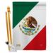 Breeze Decor BD-CY-HS-108019-IP-BO-D-US13-BD 28 x 40 in. Mexico Flags of the World Nationality Impressions Decorative Vertical Double Sided House Flag Set with Pole Bracket & Hardware