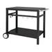 Yesfashion Black Grill Cart Pizza Oven Stand BBQ Prep Table with Wheels & Hooks Outdoor Side Handle Double-Shelf Grilling Cart Tabletop Griddle Cooking Station for Bar Patio Camping Home