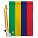 Breeze Decor BD-CY-HS-108315-IP-BO-D-US15-BD 28 x 40 in. Mauritius Flags of the World Nationality Impressions Decorative Vertical Double Sided House Flag Set with Pole Bracket & Hardware