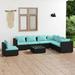 Suzicca 8 Piece Patio Set with Cushions Poly Rattan Black