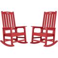 Efurden Patio Rocking Chair Set of 2 Poly Lumber Porch Rocker with High Back 350Lbs Support for Both Outdoor and Indoor (Red)