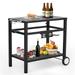 Grill Cart with Wheels & Hooks Double-Shelf Outdoor Movable Dining Cart Table for Bar Patio Camping Home Cooking Table for Outdoors