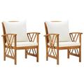 moobody 2 Piece Garden Chairs with Cushion Acacia Wood Armchair Wooden Outdoor Dining Chair Patio Balcony Backyard Outdoor Furniture 23.2 x 26.4 x 32.7 Inches (W x D x H)