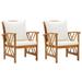 moobody 2 Piece Garden Chairs with Cushion Acacia Wood Armchair Wooden Outdoor Dining Chair Patio Balcony Backyard Outdoor Furniture 23.2 x 26.4 x 32.7 Inches (W x D x H)