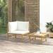 moobody 2 Piece Patio Set with White Cushions Bamboo
