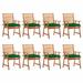 moobody 8 Piece Garden Chairs with Green Cushion Aacia Wood Outdoor Dining Chair for Patio Balcony Backyard Outdoor Furniture 22 x 24.4 x 36.2 Inches (W x D x H)